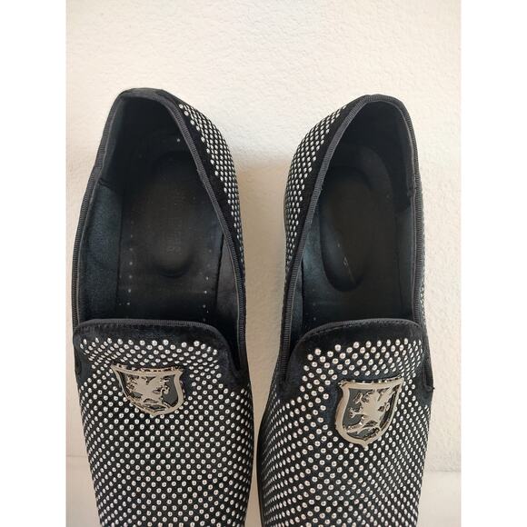 Stacy Adams, Swagger 25228-042 Men's Black Silver Studded Slip On Loafers Sz 12W - Picture 10 of 10